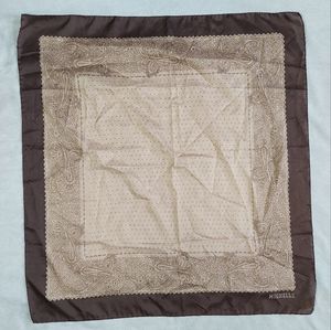 Vintage Made in Italy 70's Brown Tan Square Scarf